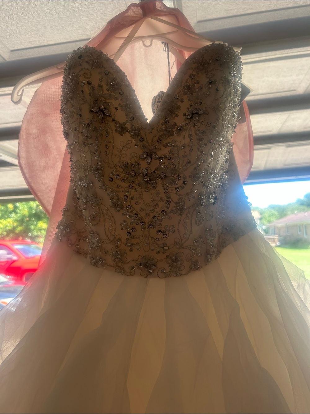 Mori Lee Ivory Beaded Sweetheart Tulle Dress